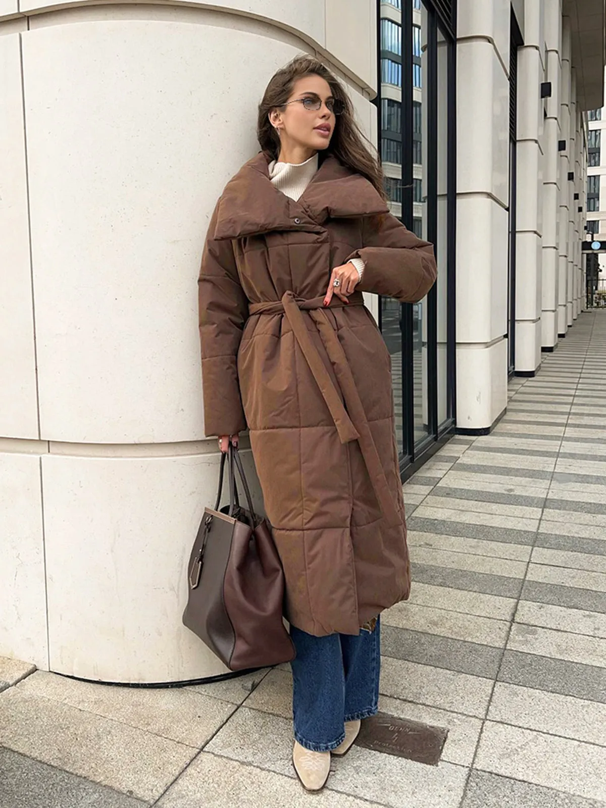 Chicmy-Winter Outfits Christmas Thanksgiving Gift New Year's Eve Outfits Streetwear Fashion Quilted Long Winter Coat With Belt