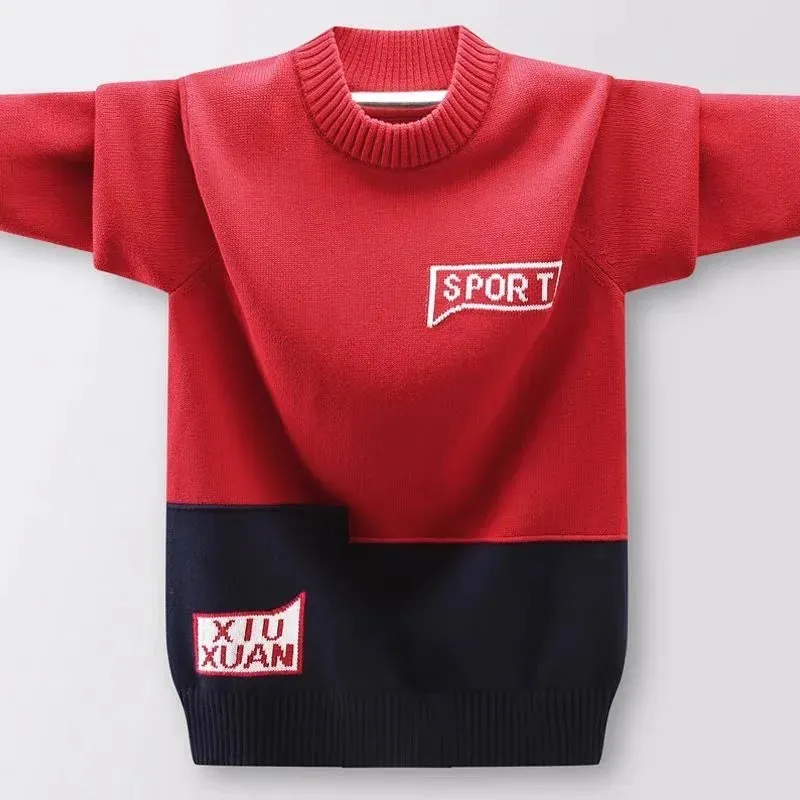 Children's Sweater FALL Winter New Teenage Boys Sweater Cotton Clothing Hedging  Children's Clothing 10 12 14 Years