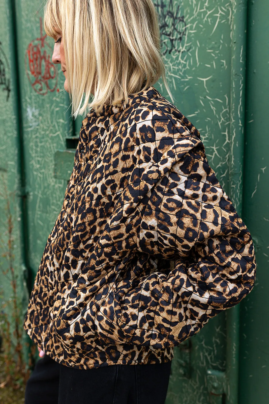 Claudia Leopard Print Cotton Quilted Jacket