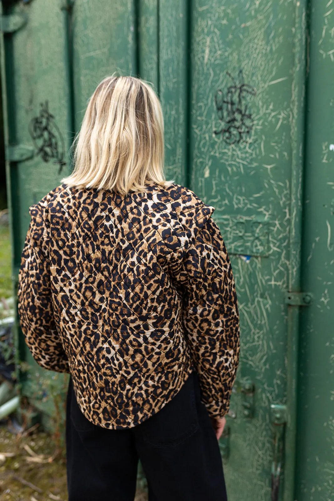 Claudia Leopard Print Cotton Quilted Jacket