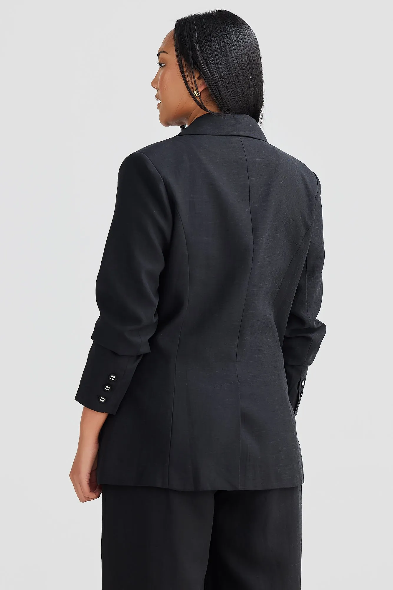 Core Linen Tailored Blazer - Black