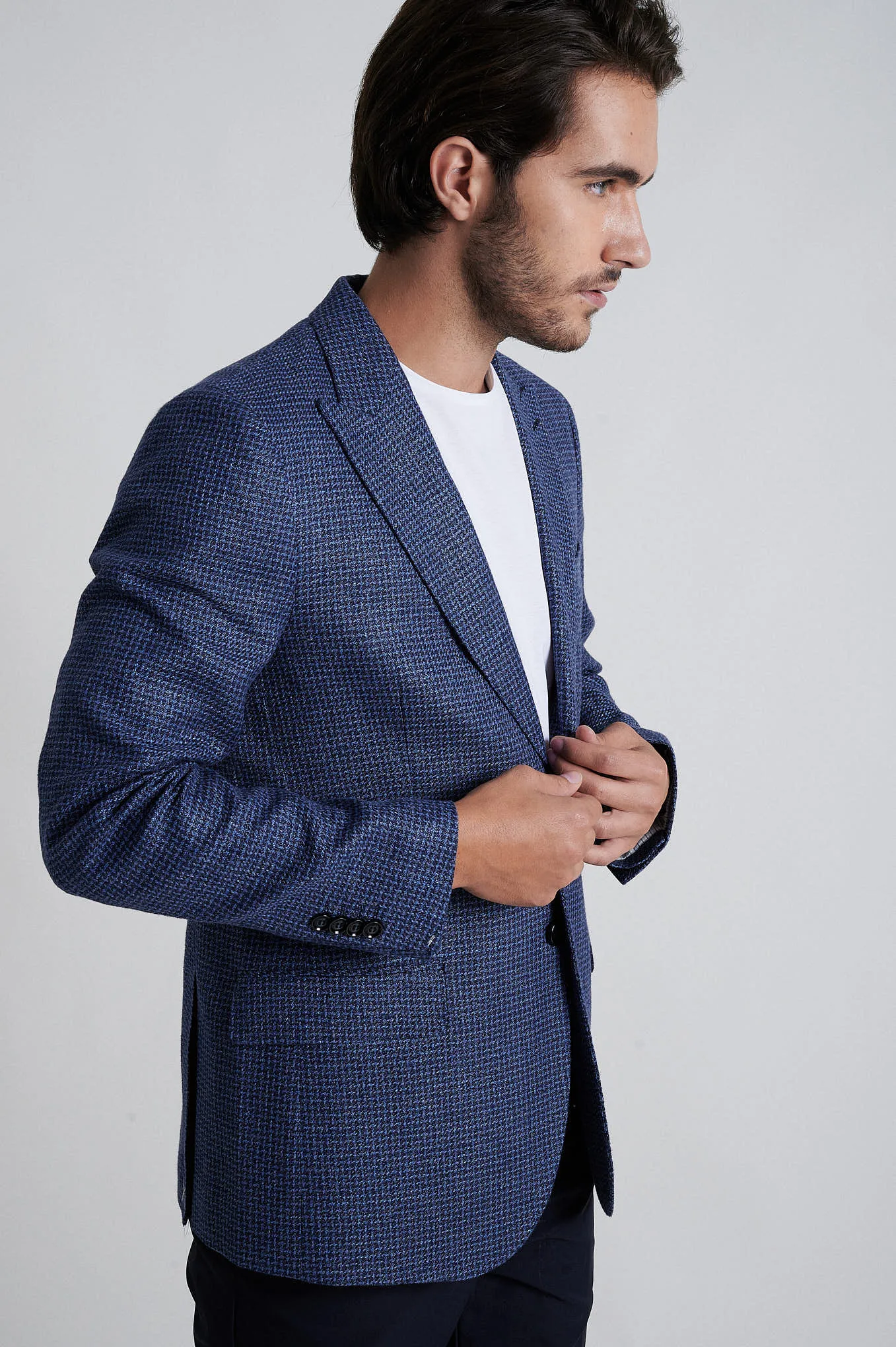 Cotton linen blazer slim fit