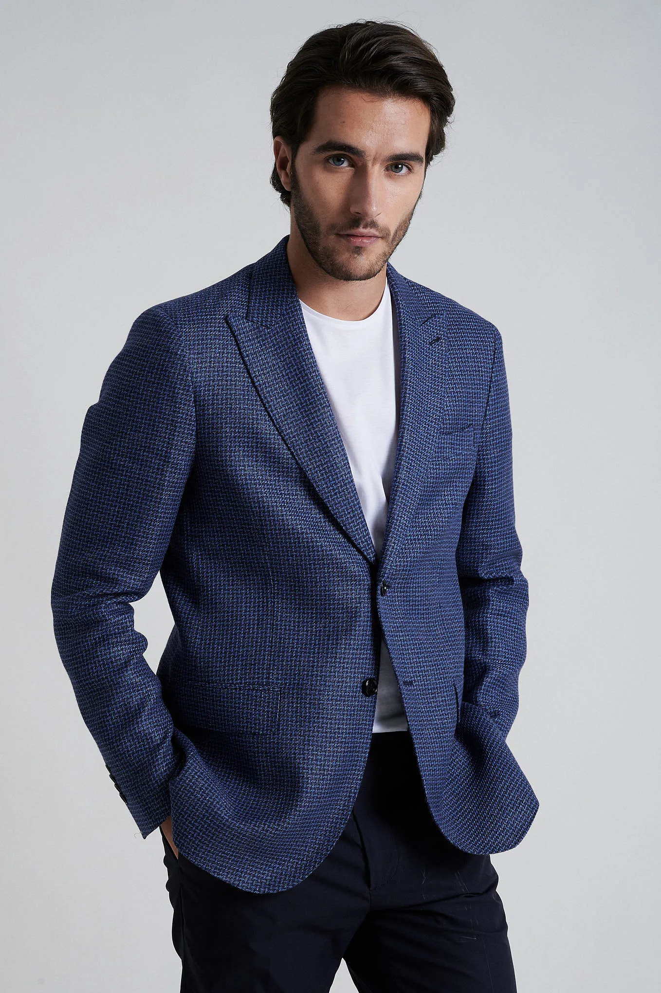 Cotton linen blazer slim fit