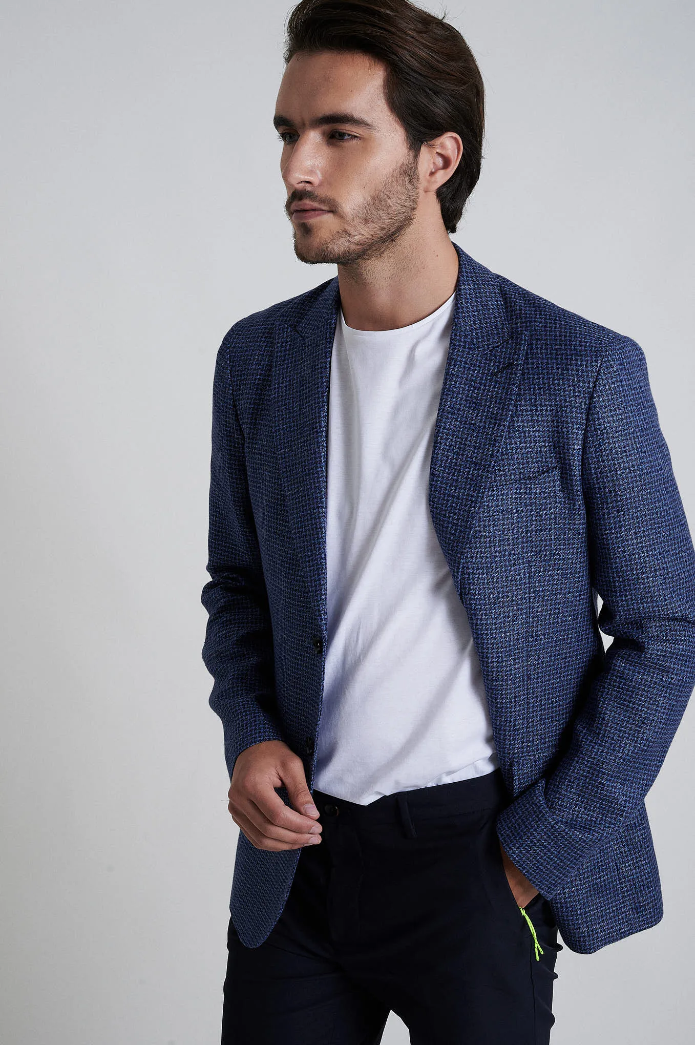 Cotton linen blazer slim fit