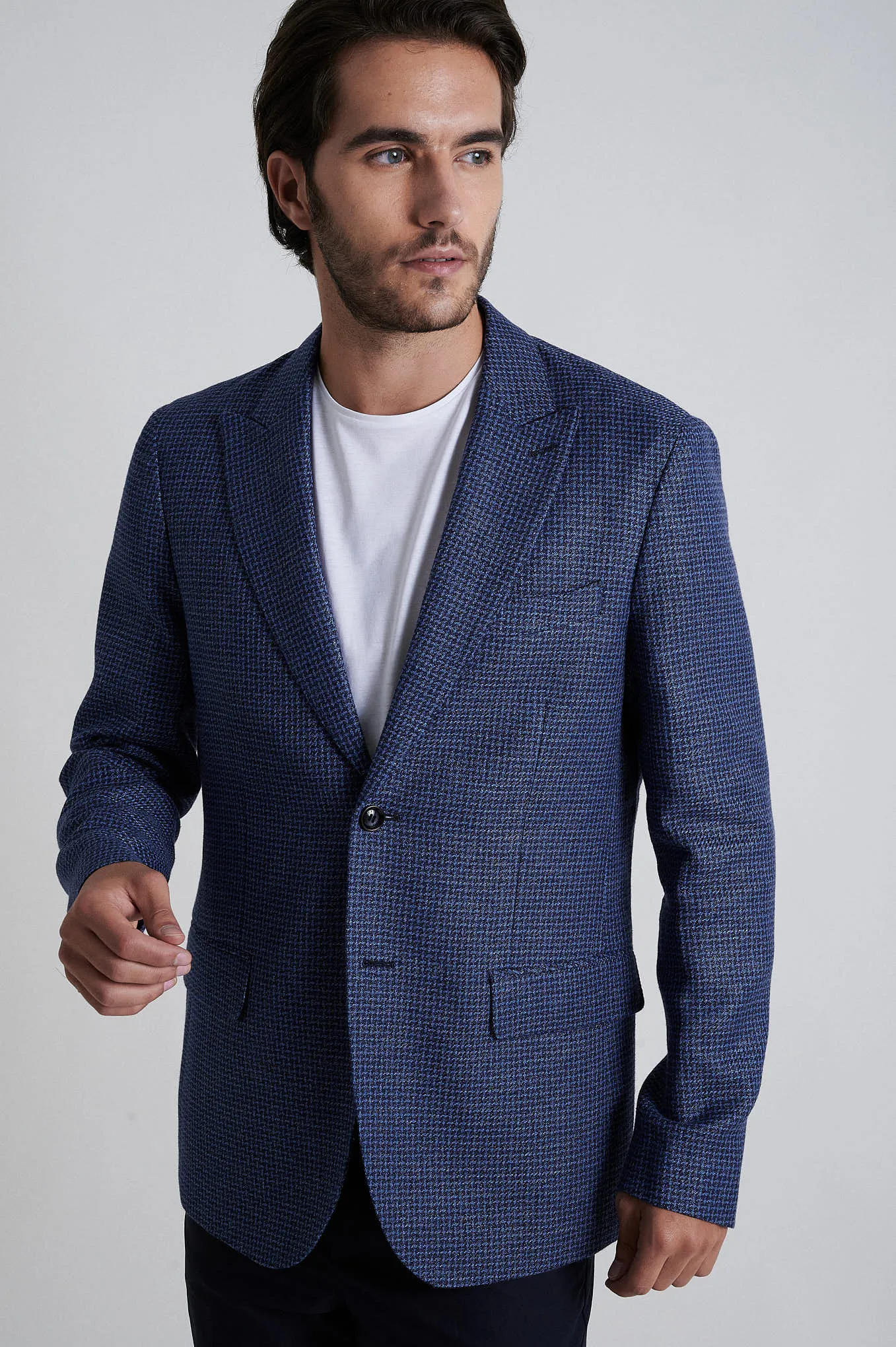 Cotton linen blazer slim fit