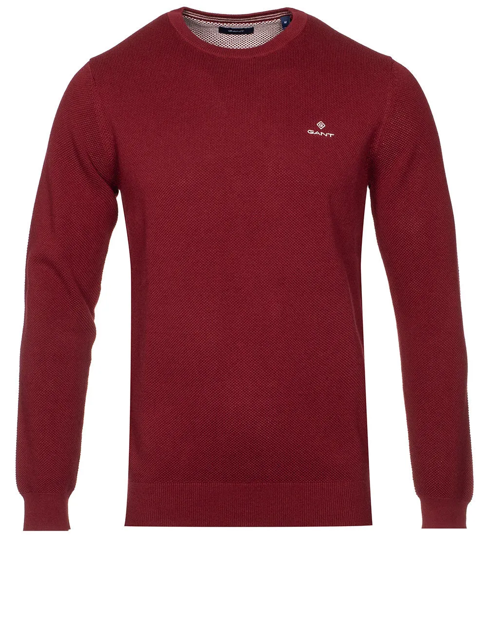 Cotton Piqué Crew Neck Sweater Cabernet Red