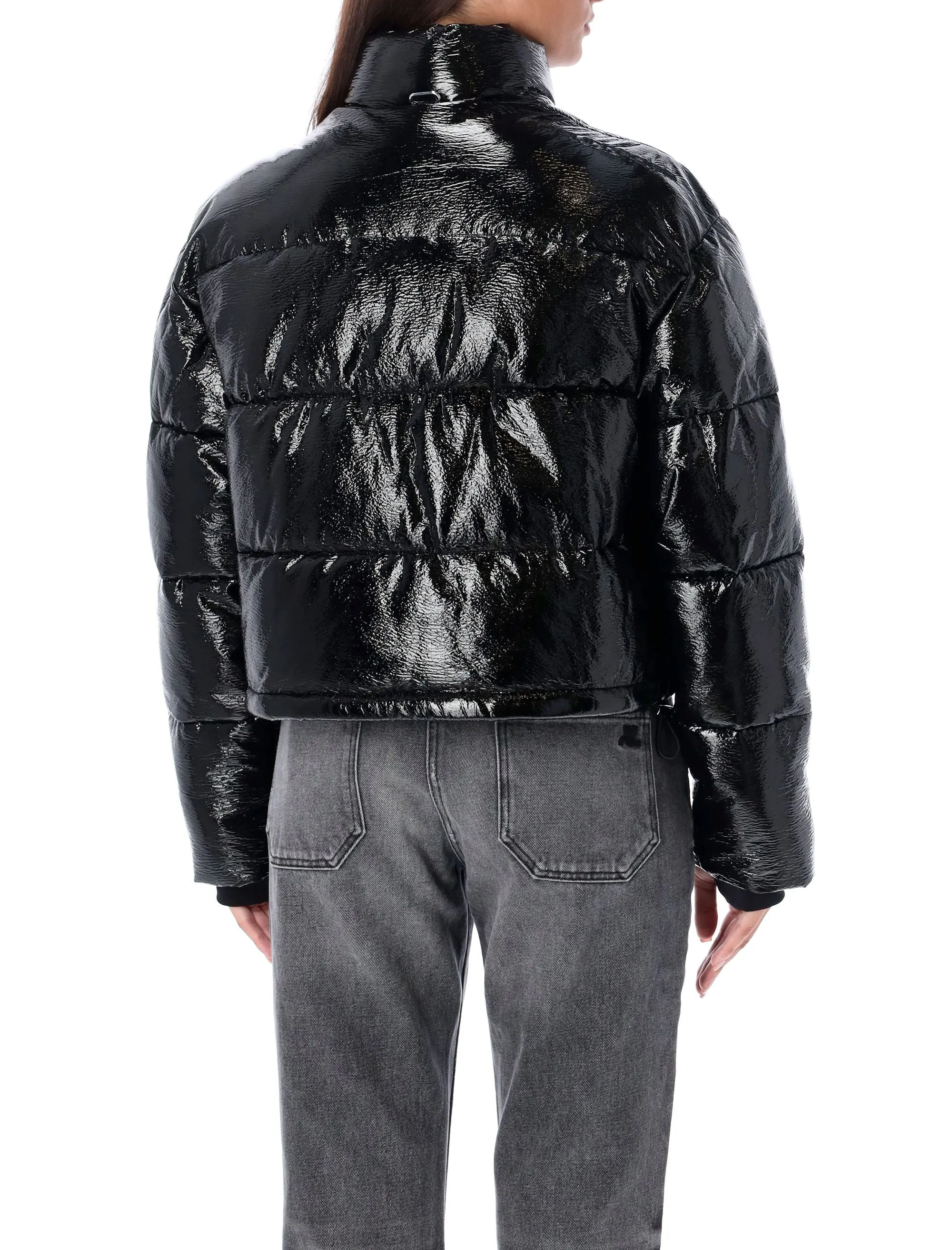 COURREGÈS Chic Black Vinyl Crop Down Jacket