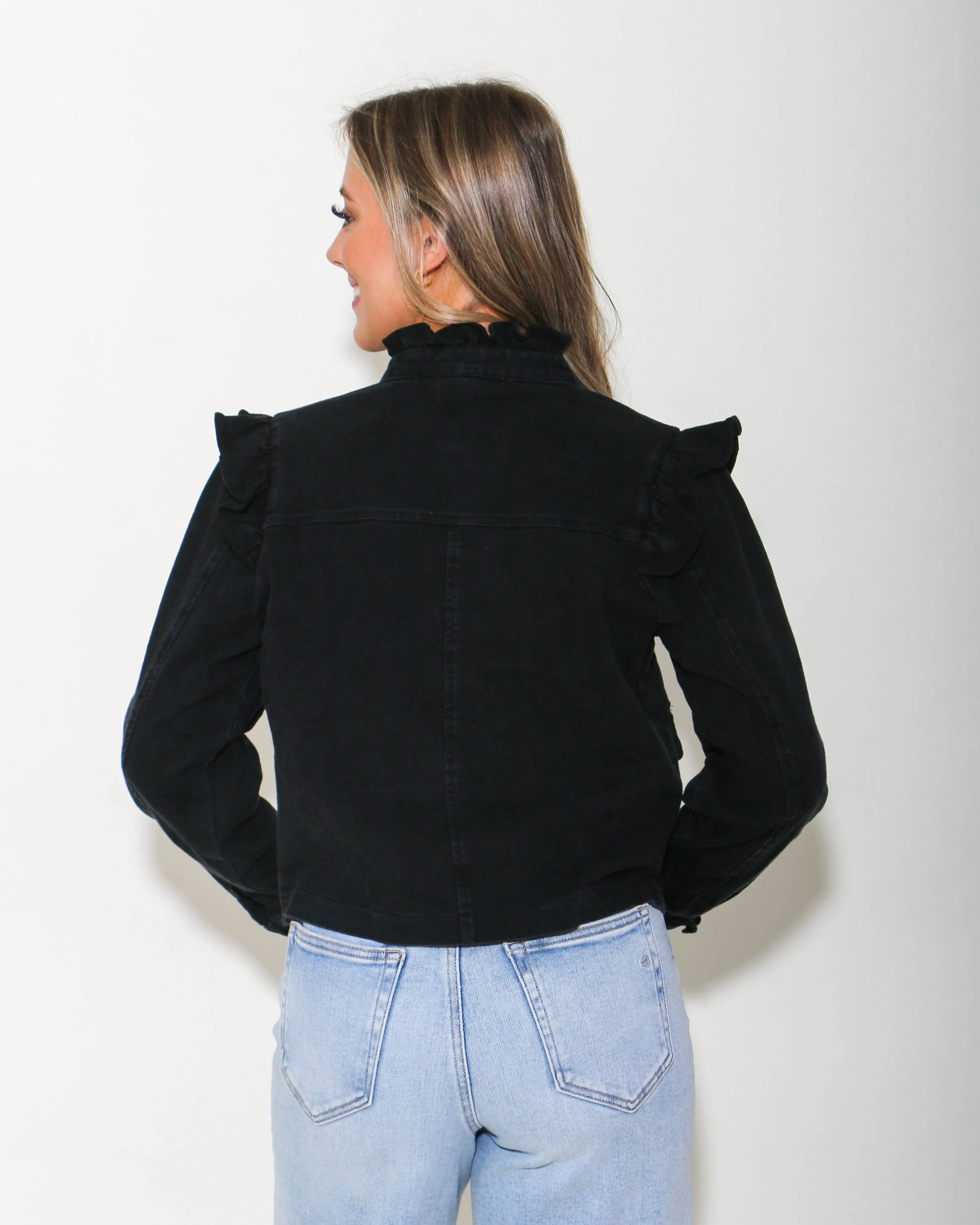 Cropped Zip up Utility Jacket in Black