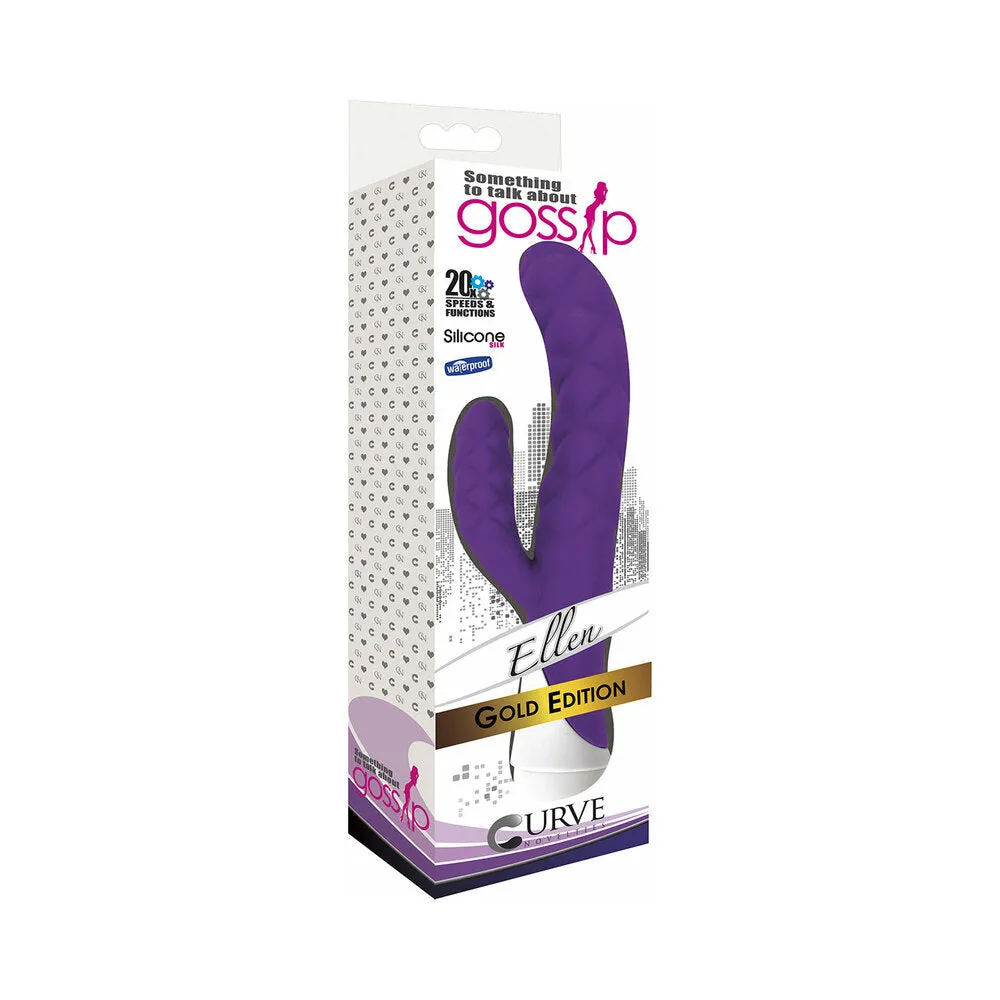 Curve Toys Gossip Ellen Waterproof Textured Silicone Flexible Dual Stimulation Vibrator Violet