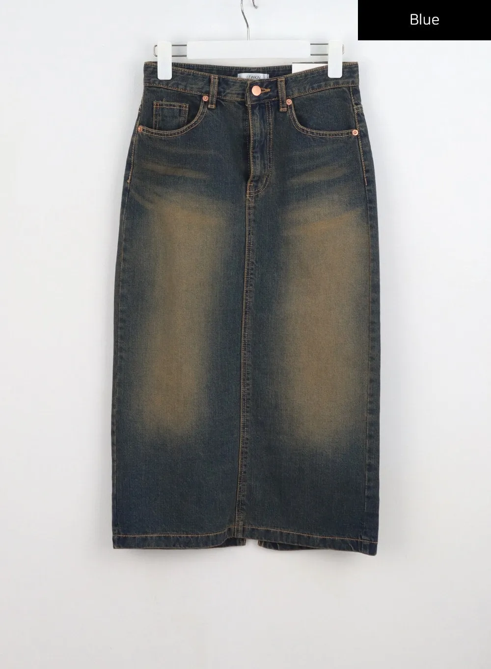 Dark Wash Denim Maxi Skirt CY325