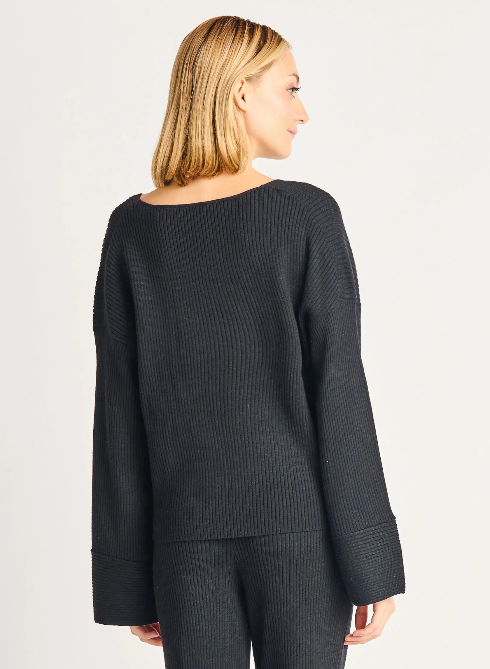 Dex Midnight Wide Sleeve Ribbed Sweater