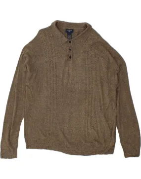 DOCKERS Mens Polo Neck Jumper Sweater 2XL Beige Acrylic