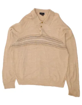 DOCKERS Mens Polo Neck Jumper Sweater XL Beige Acrylic