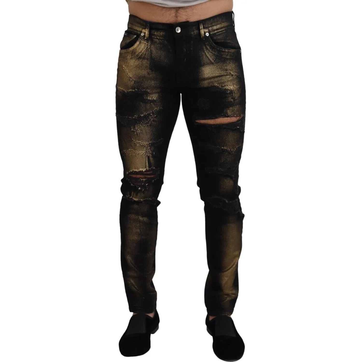 Dolce & Gabbana Elegant Black Gold Dust Jeans