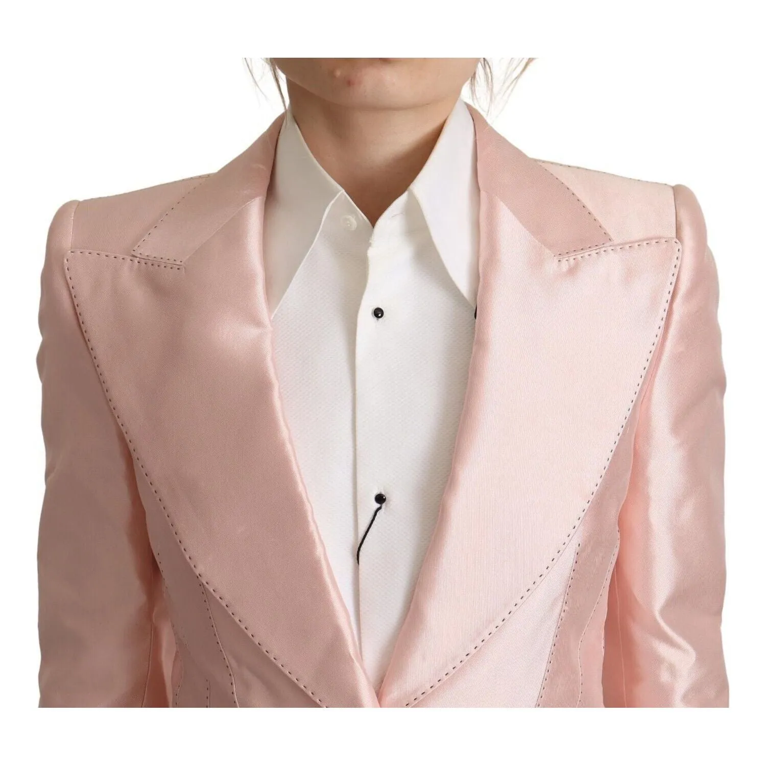 Dolce & Gabbana Elegant Pink Silk Blazer Jacket