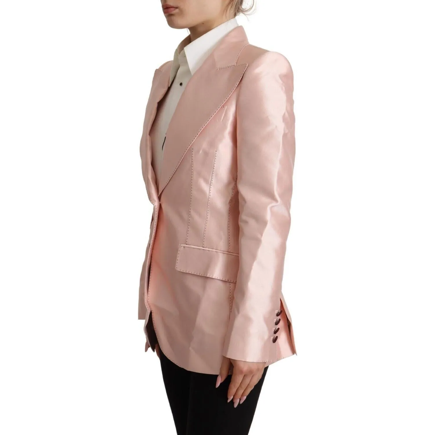 Dolce & Gabbana Elegant Pink Silk Blazer Jacket