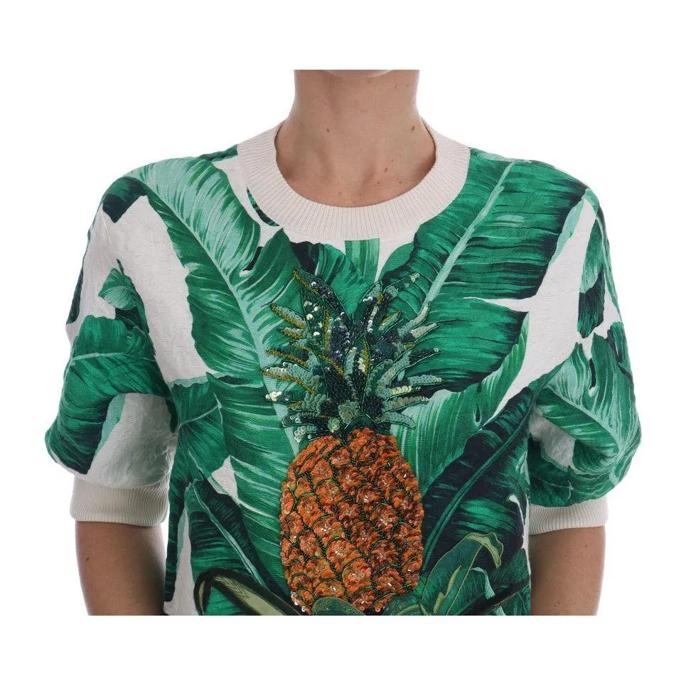 Dolce & Gabbana Tropical Sequined Sweater - Lush Greenery Edition