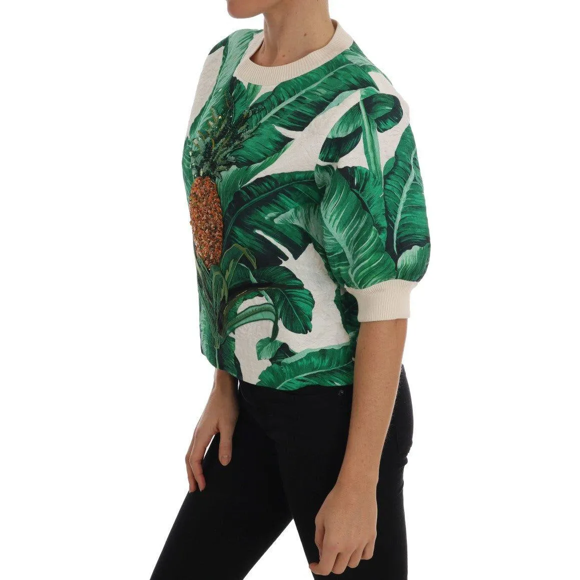 Dolce & Gabbana Tropical Sequined Sweater - Lush Greenery Edition