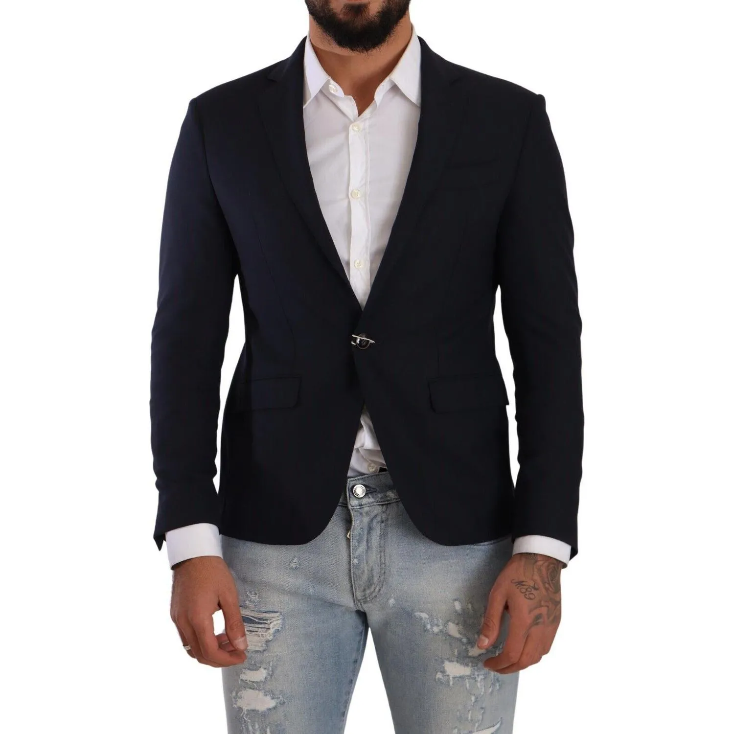 Domenico Tagliente Elegant Slim Fit Dark Blue Blazer