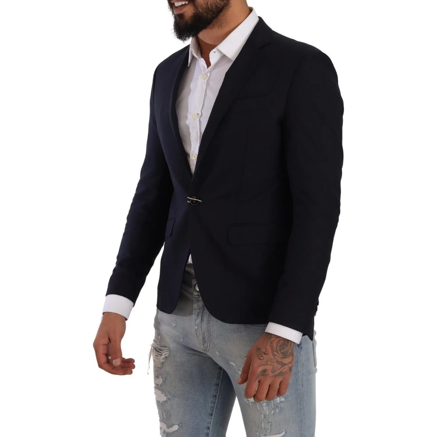 Domenico Tagliente Elegant Slim Fit Dark Blue Blazer