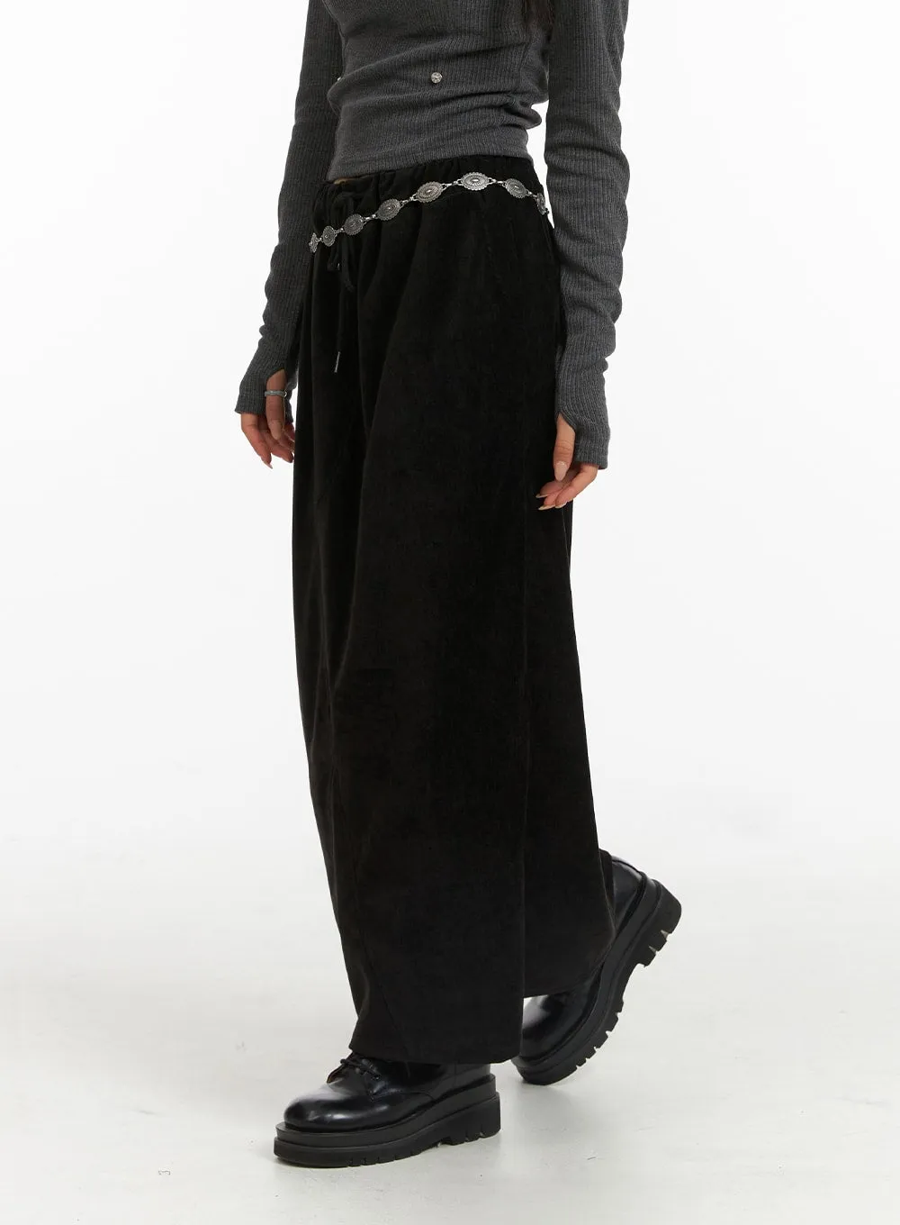 Drawstring Waist Maxi Skirt CJ417