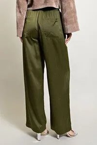 Elastic Band Satin Pants