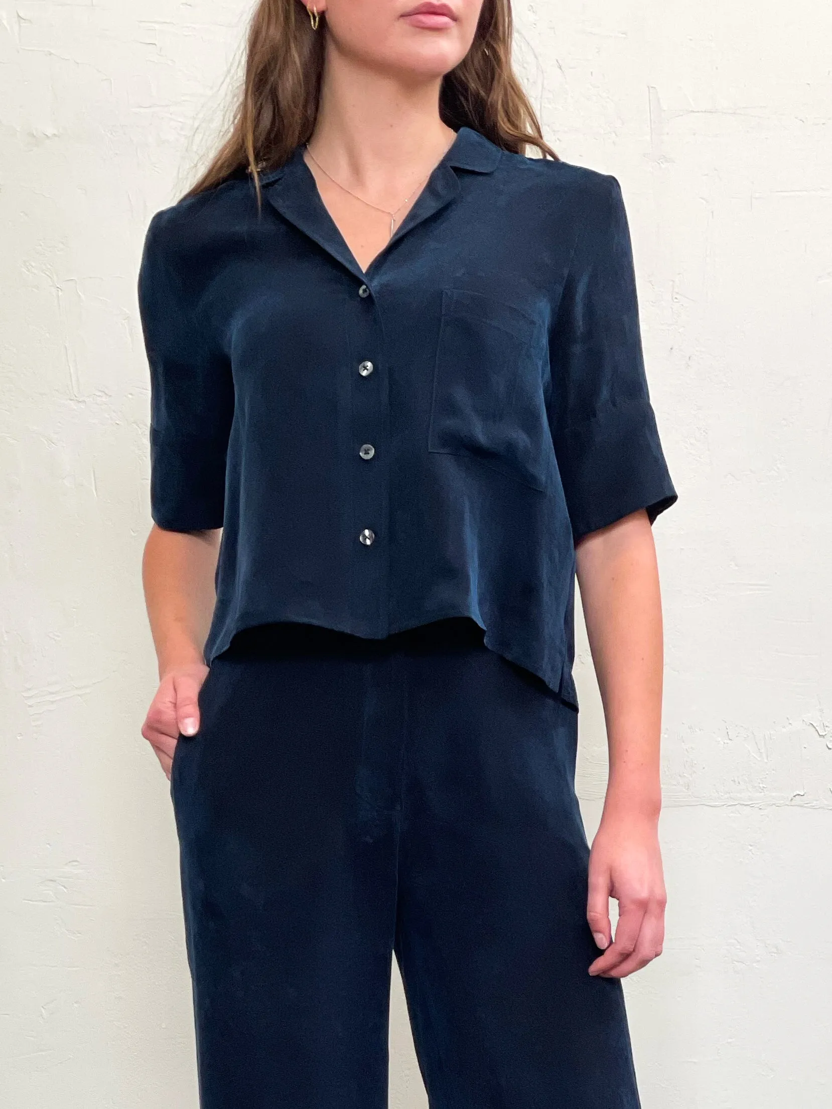 Elliott PJ Top Cupro - Navy