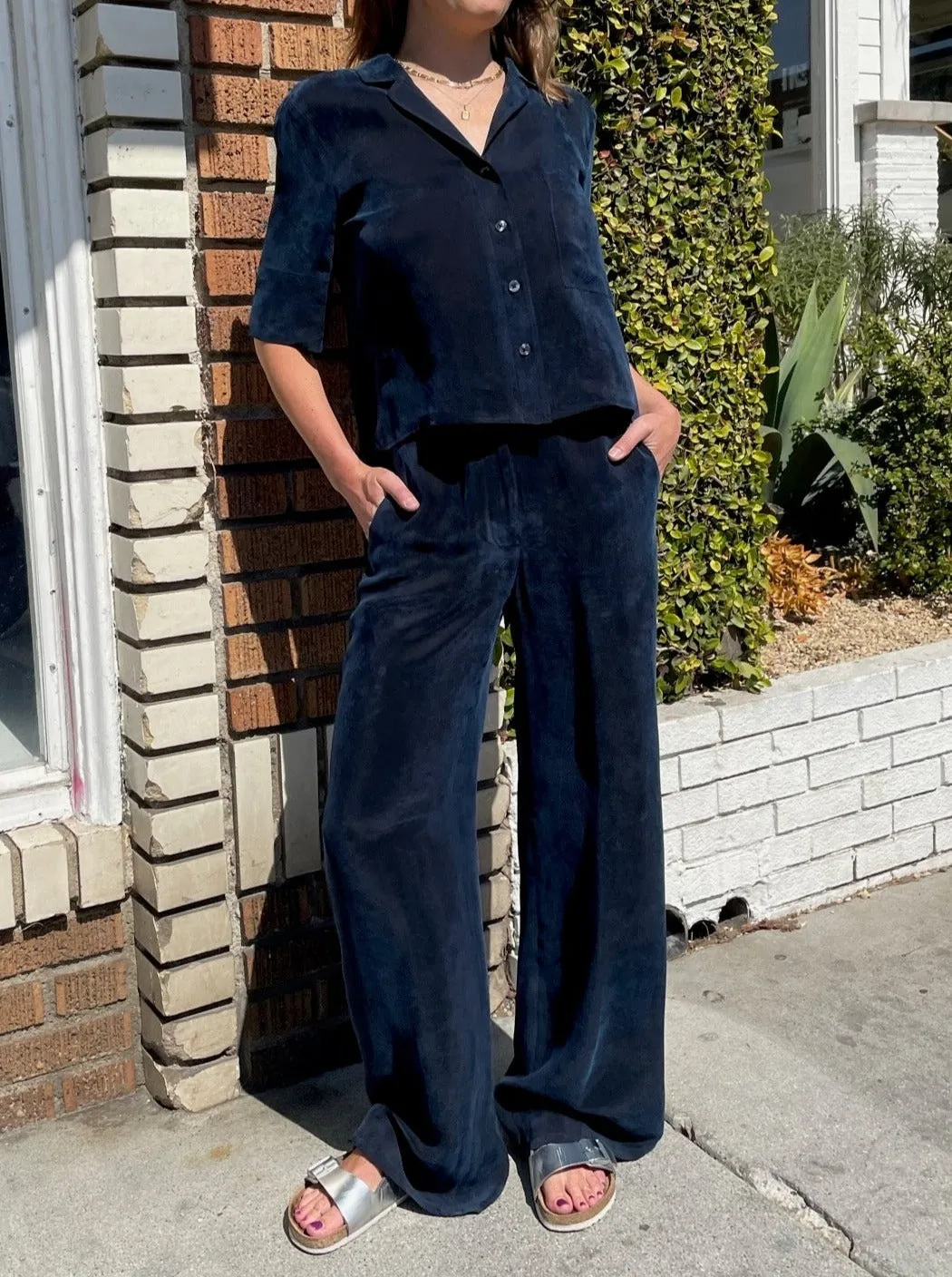 Elliott PJ Top Cupro - Navy