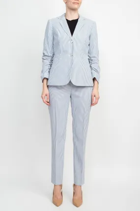 Emily Notched Collar 2 Button 3/4 Sleeves Jacket With Matching Crepe Pants