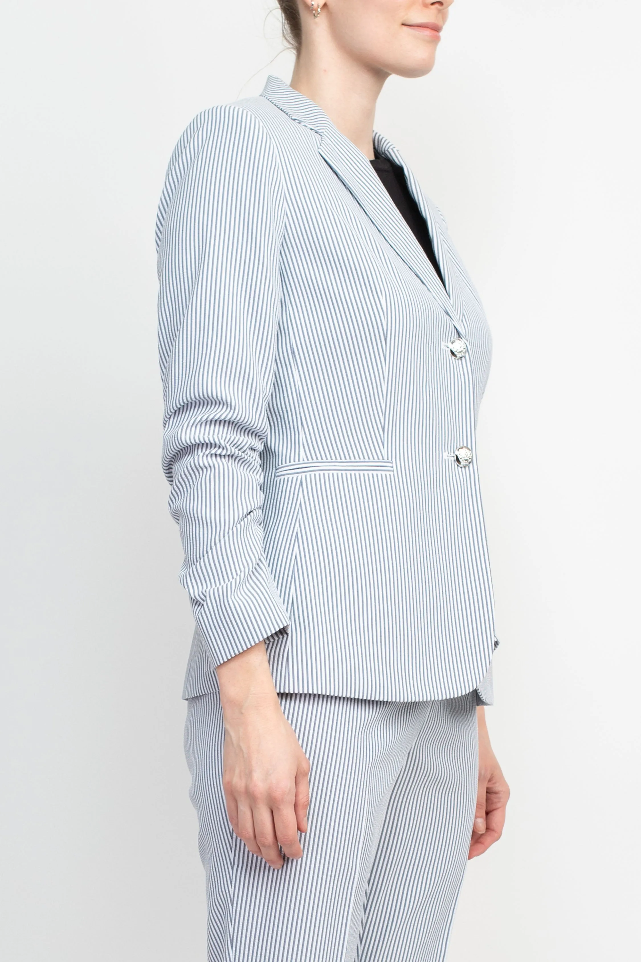 Emily Notched Collar 2 Button 3/4 Sleeves Jacket With Matching Crepe Pants