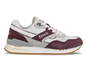 Etonic Stable Base sneakers in white mesh fabric and leather with multi-layer purple suede and white leather inserts