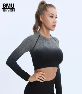 Evolution Ombre Long Sleeve Fitness Crop Top