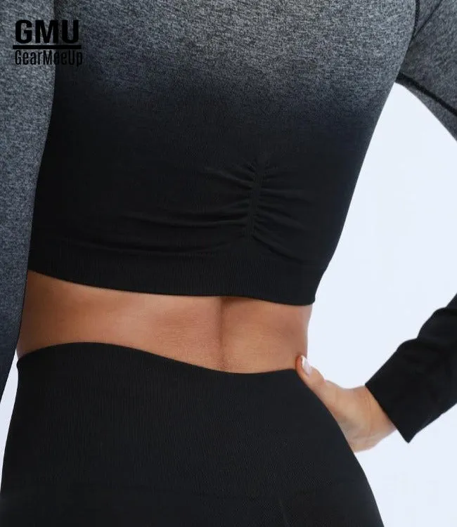 Evolution Ombre Long Sleeve Fitness Crop Top