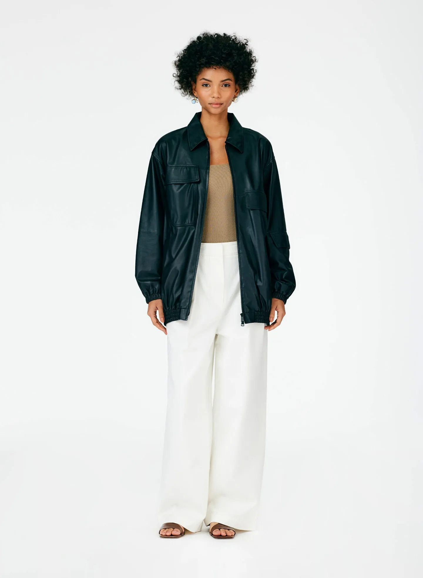 Feather Weight Leather Oversized Bomber