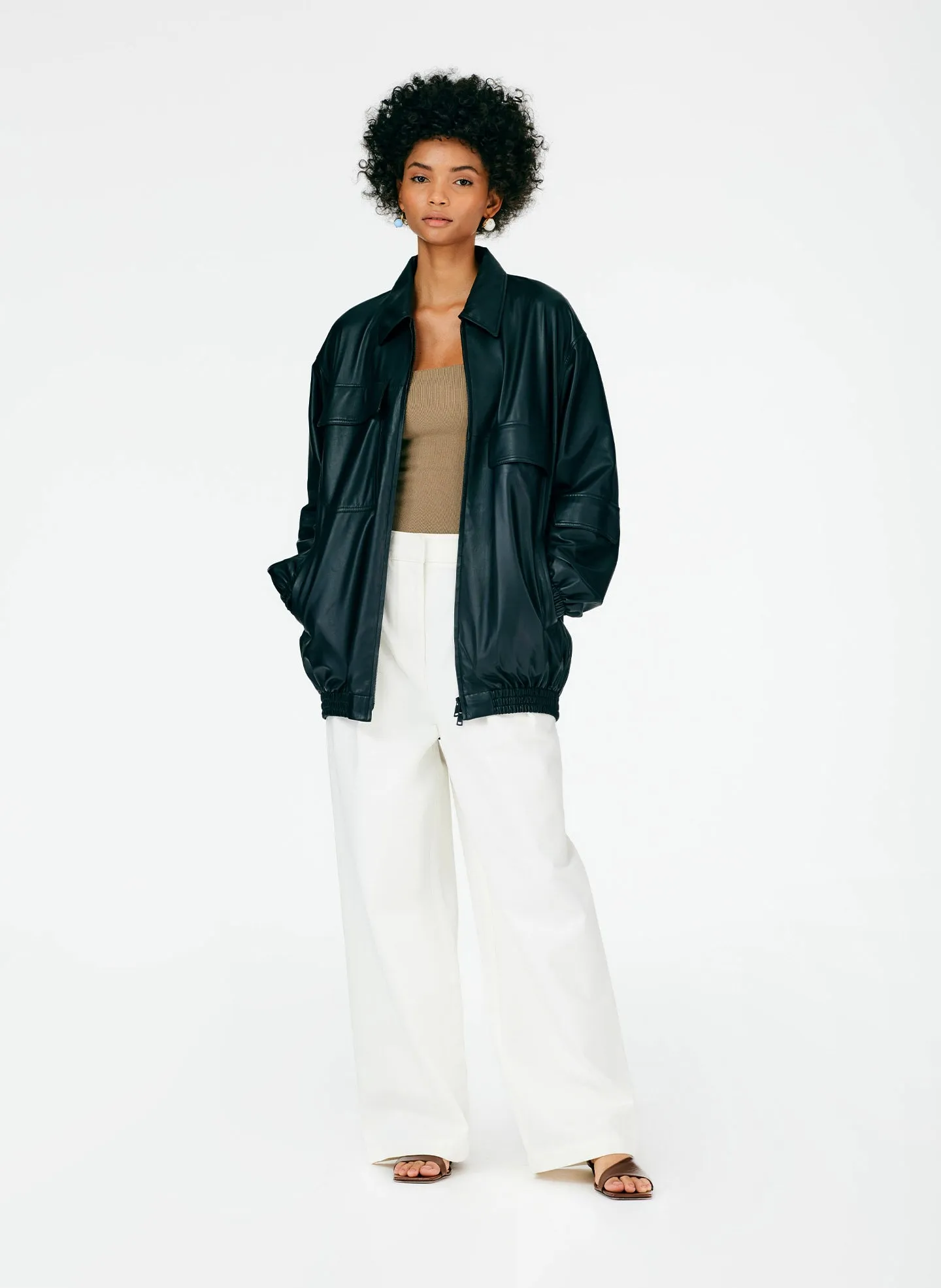 Feather Weight Leather Oversized Bomber