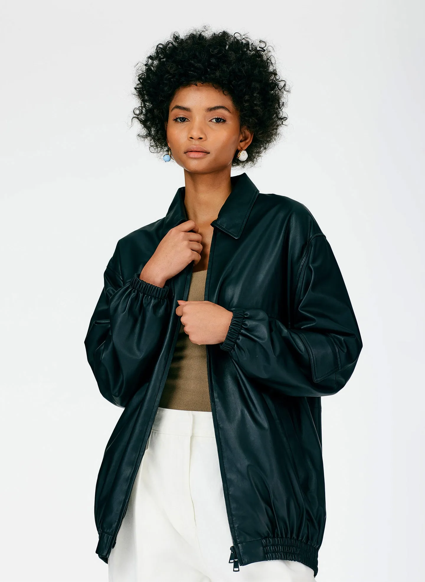 Feather Weight Leather Oversized Bomber