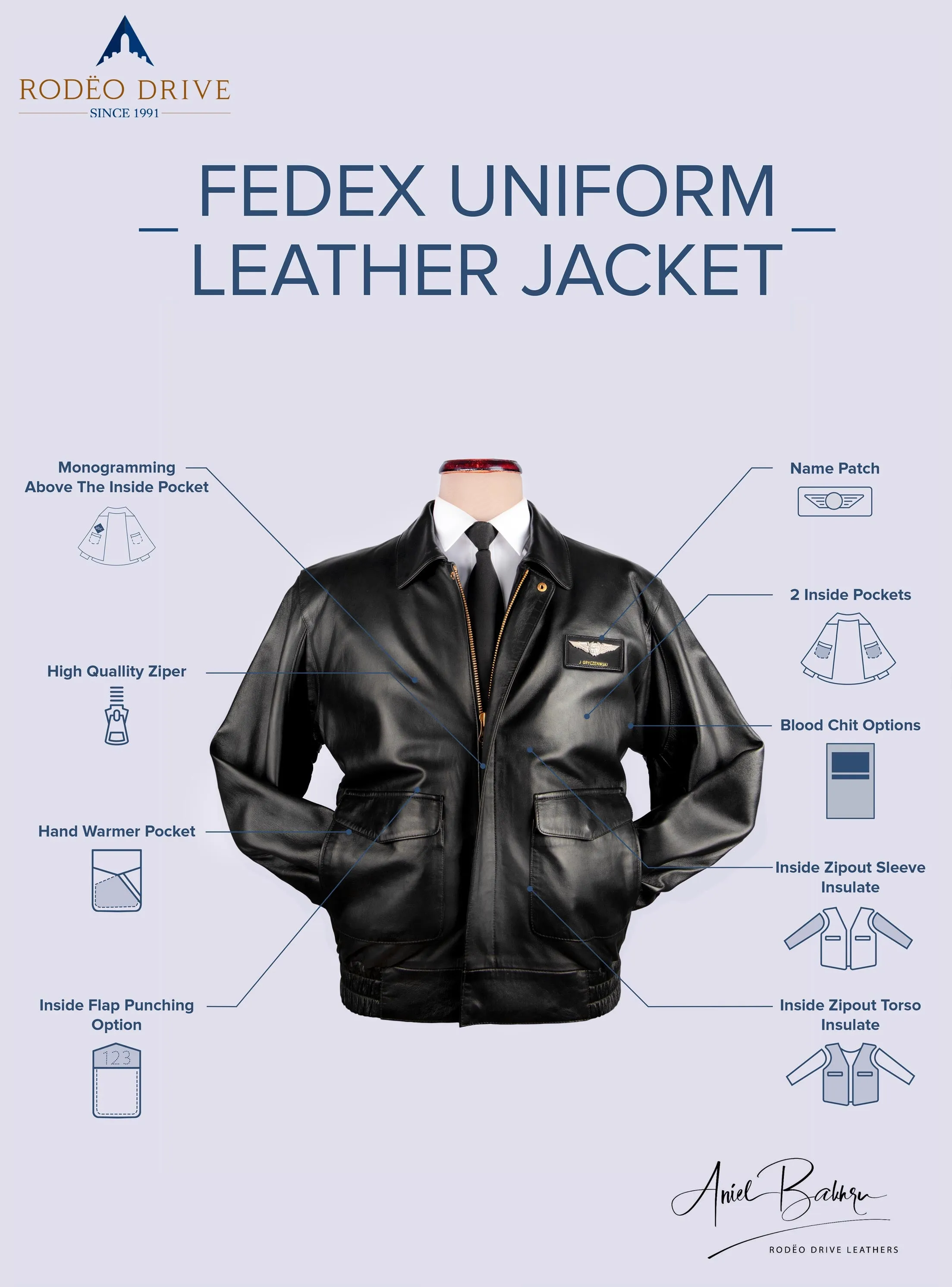 FedEx UNIFORM LEATHER JACKETS MEN