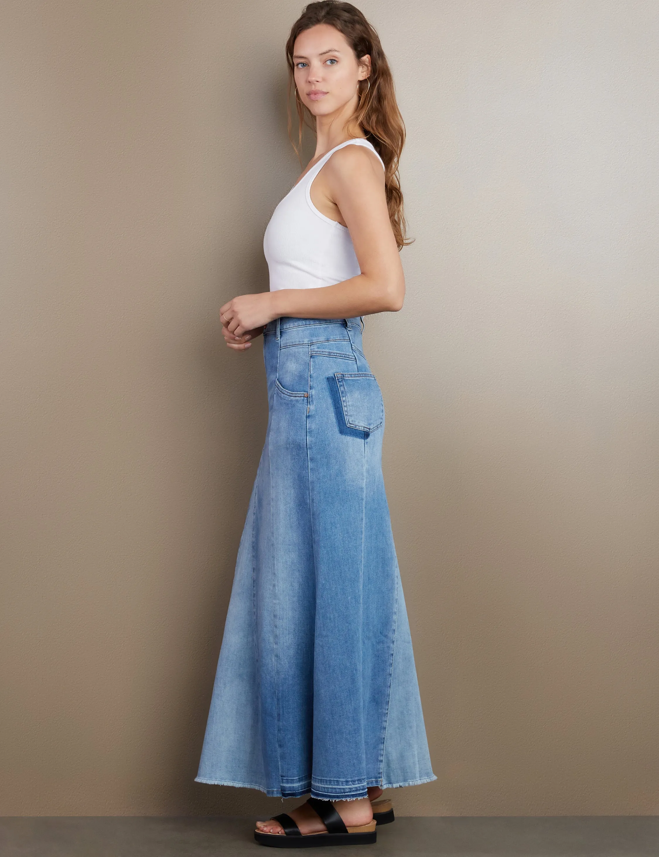 Flare Bliss Maxi Denim Skirt