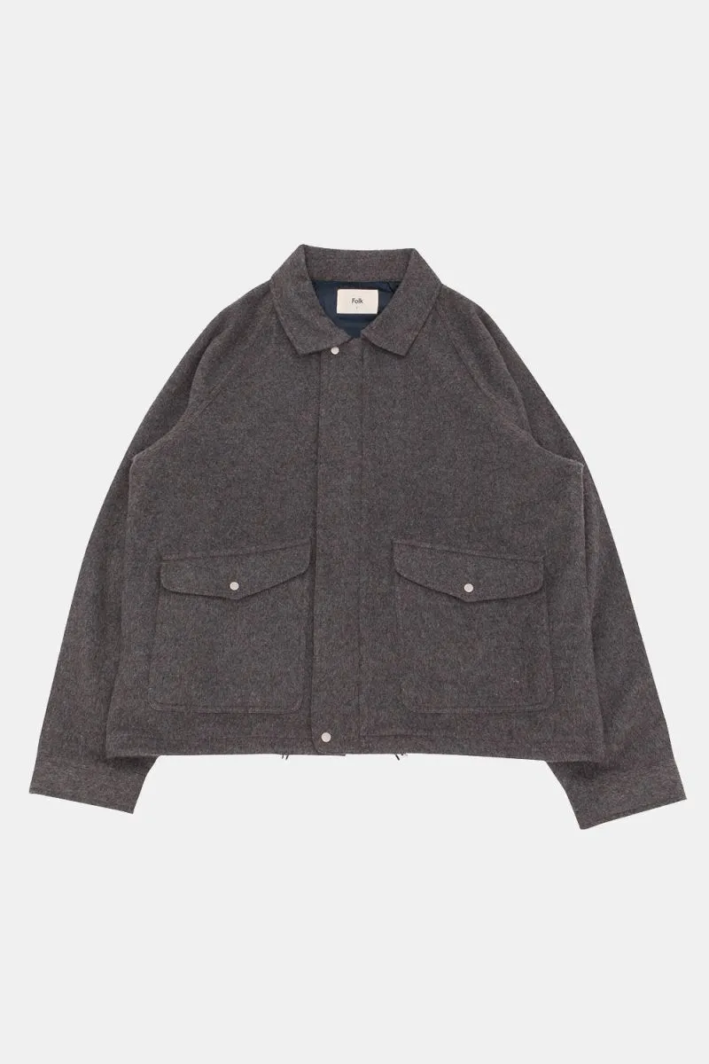 Folk Winter Cropped Coat (Charcoal Wool)