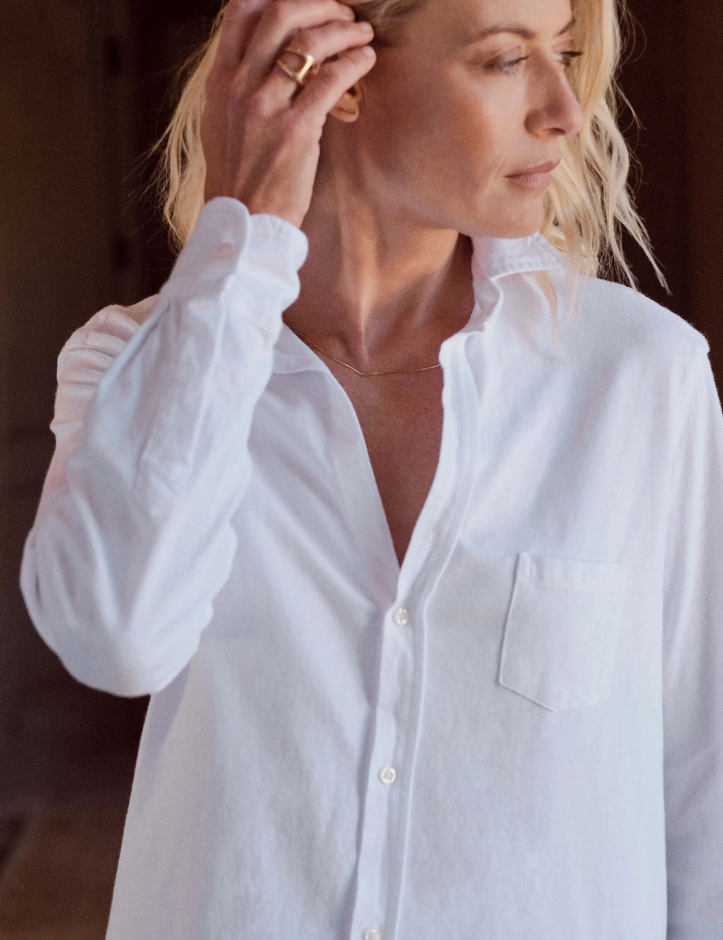 Frank & Eileen - Eileen Knit Button Up in White