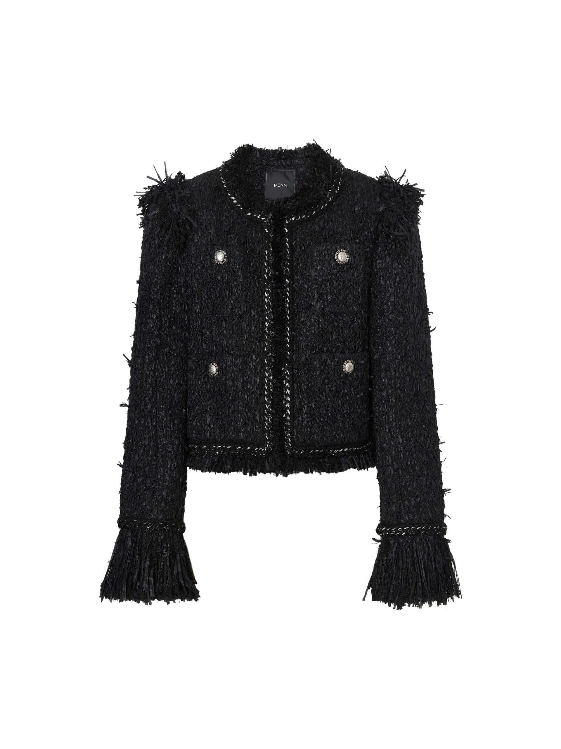 Fringed Detail Tweed Jacket