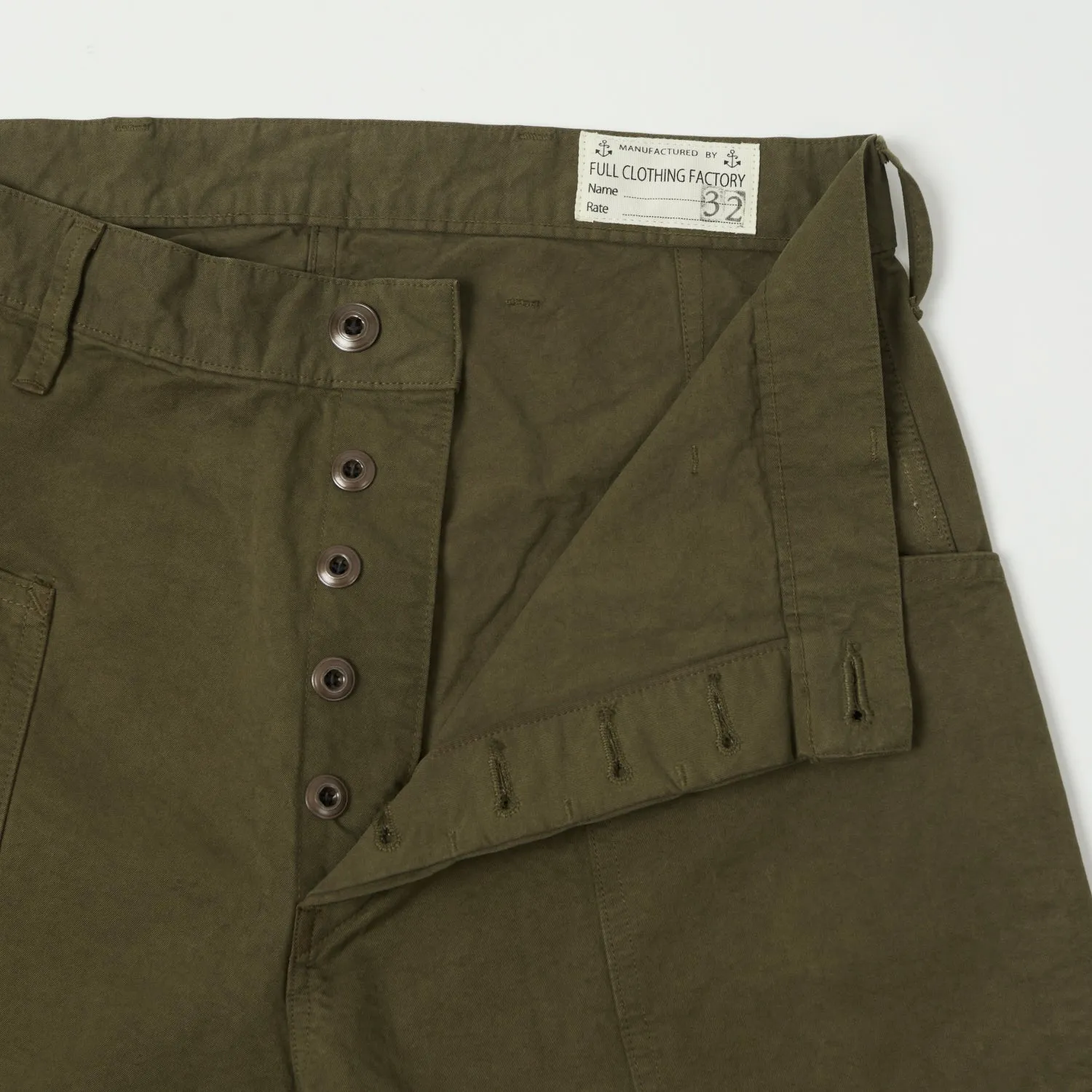 Full Count 1119-3 Old Japanese Twill US Navy Trouser - Olive Drab