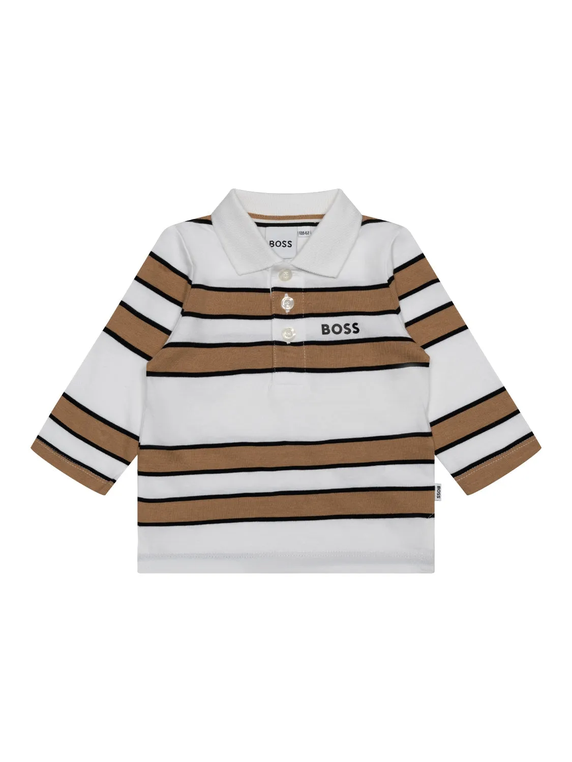 Gestreiftes Poloshirt - Weiß/Beige