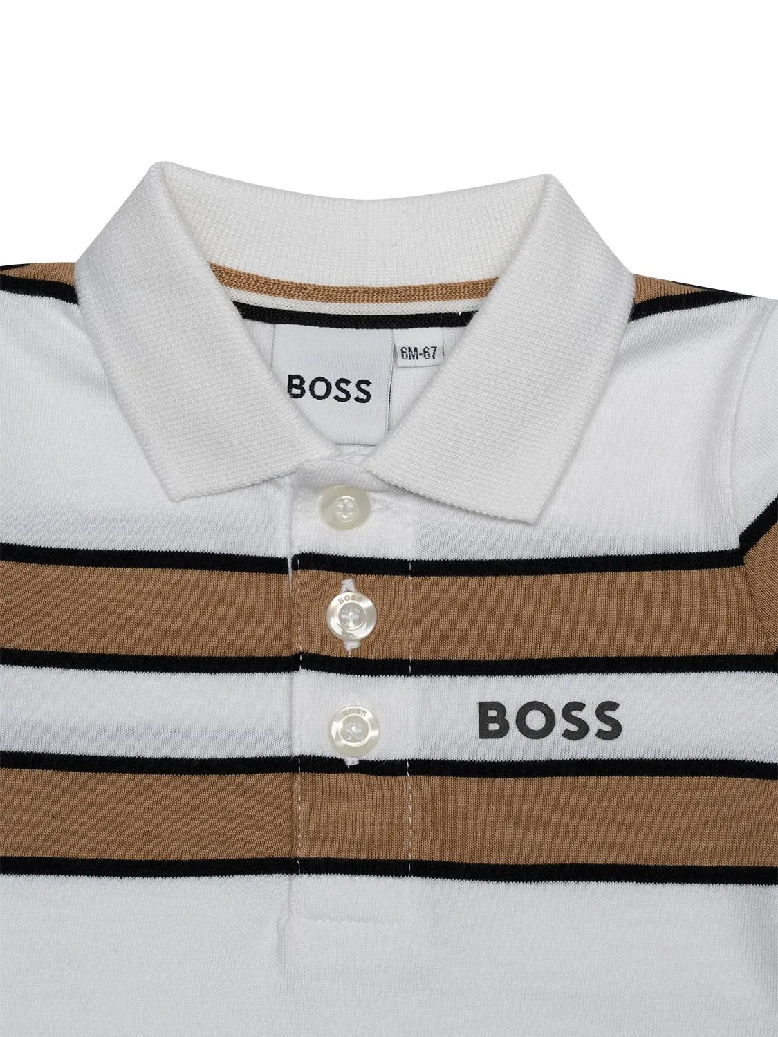 Gestreiftes Poloshirt - Weiß/Beige