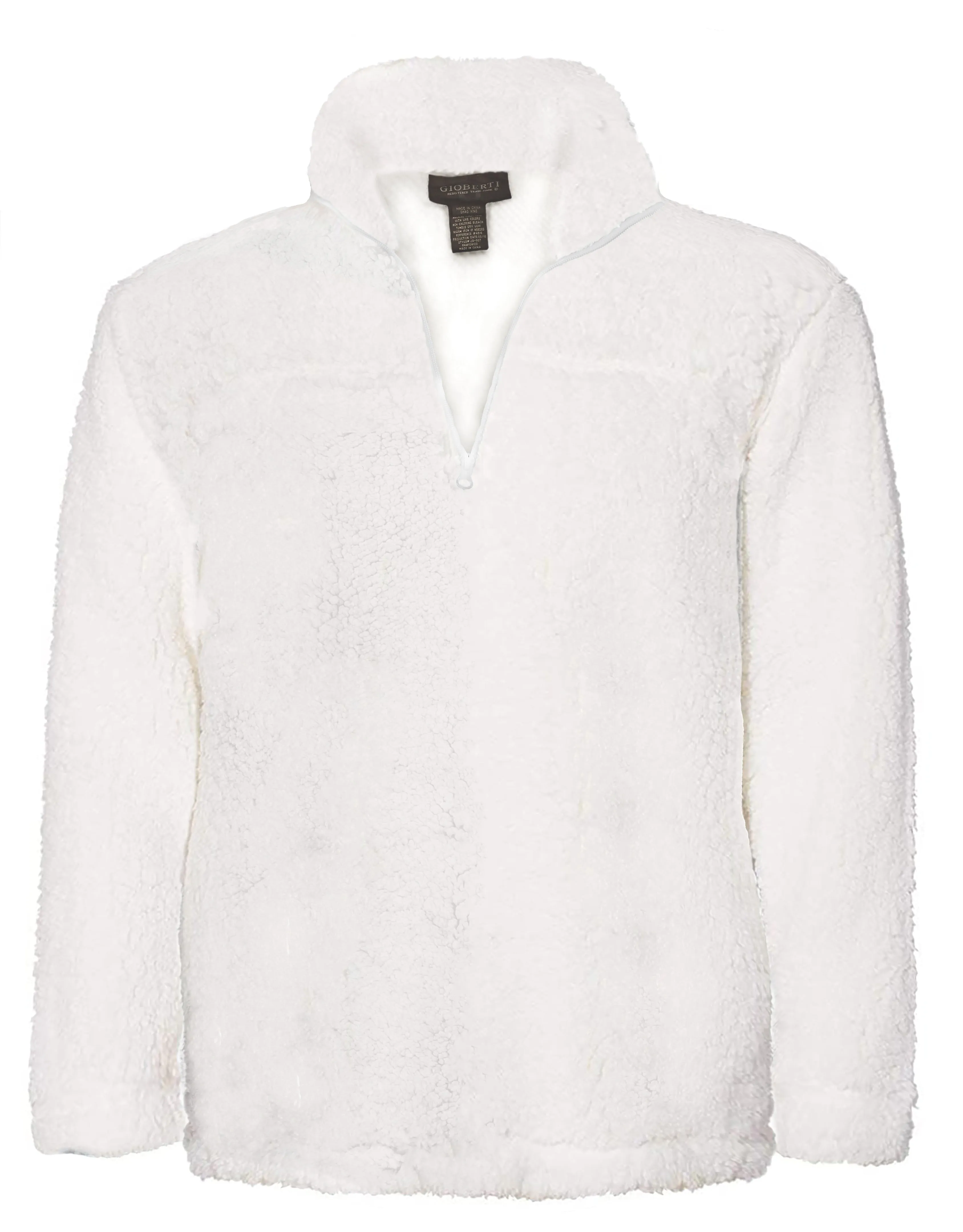 Gioberti Men's and Women's Off White Super Soft Sherpa 1/4 Zip Pullover Sweater