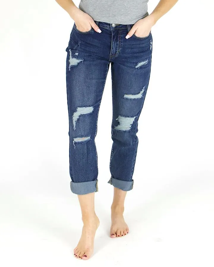 Girlfriend Jeans - Distressed