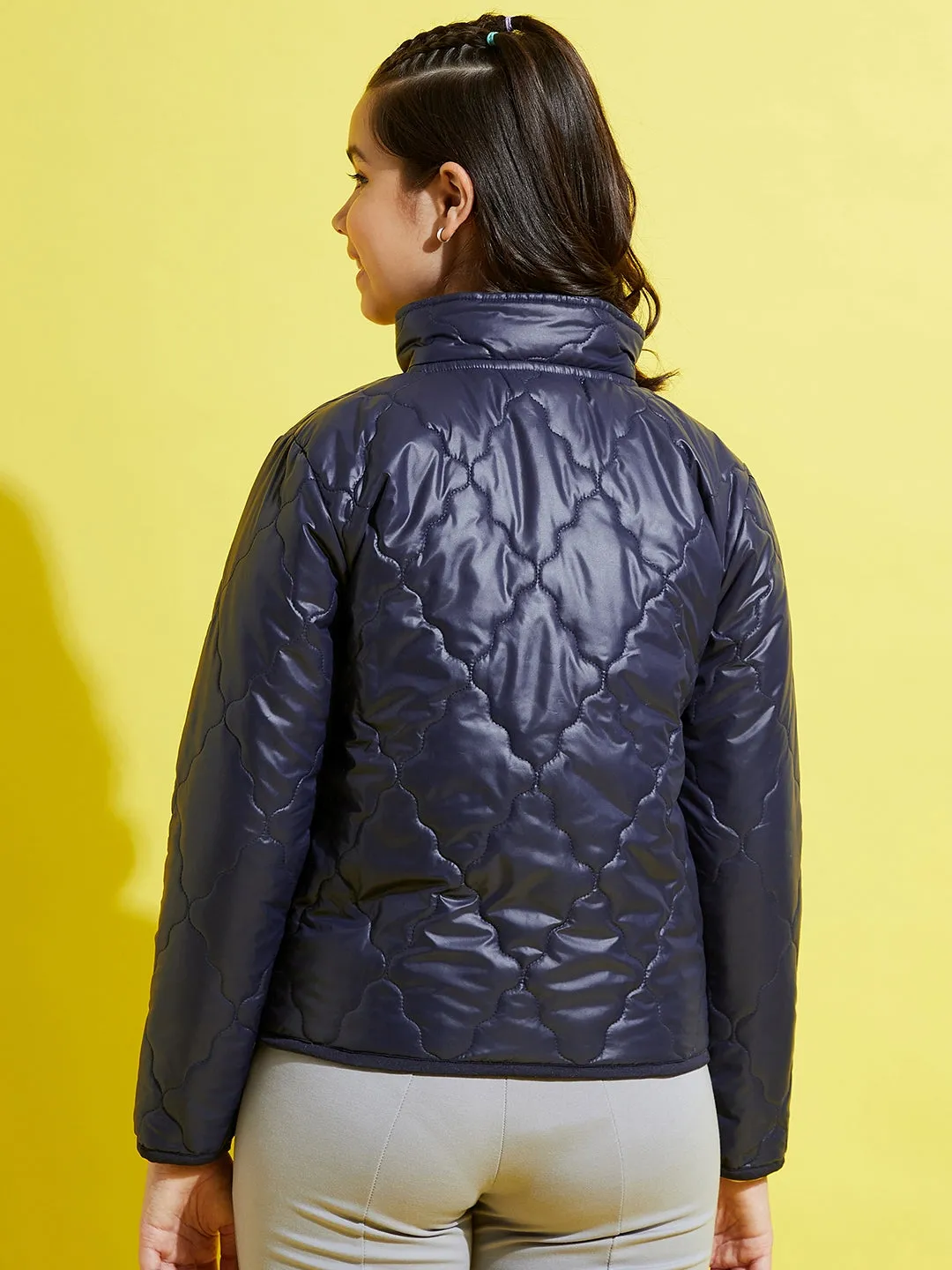 Girls Navy Quilted Jacket - Lyush Kids