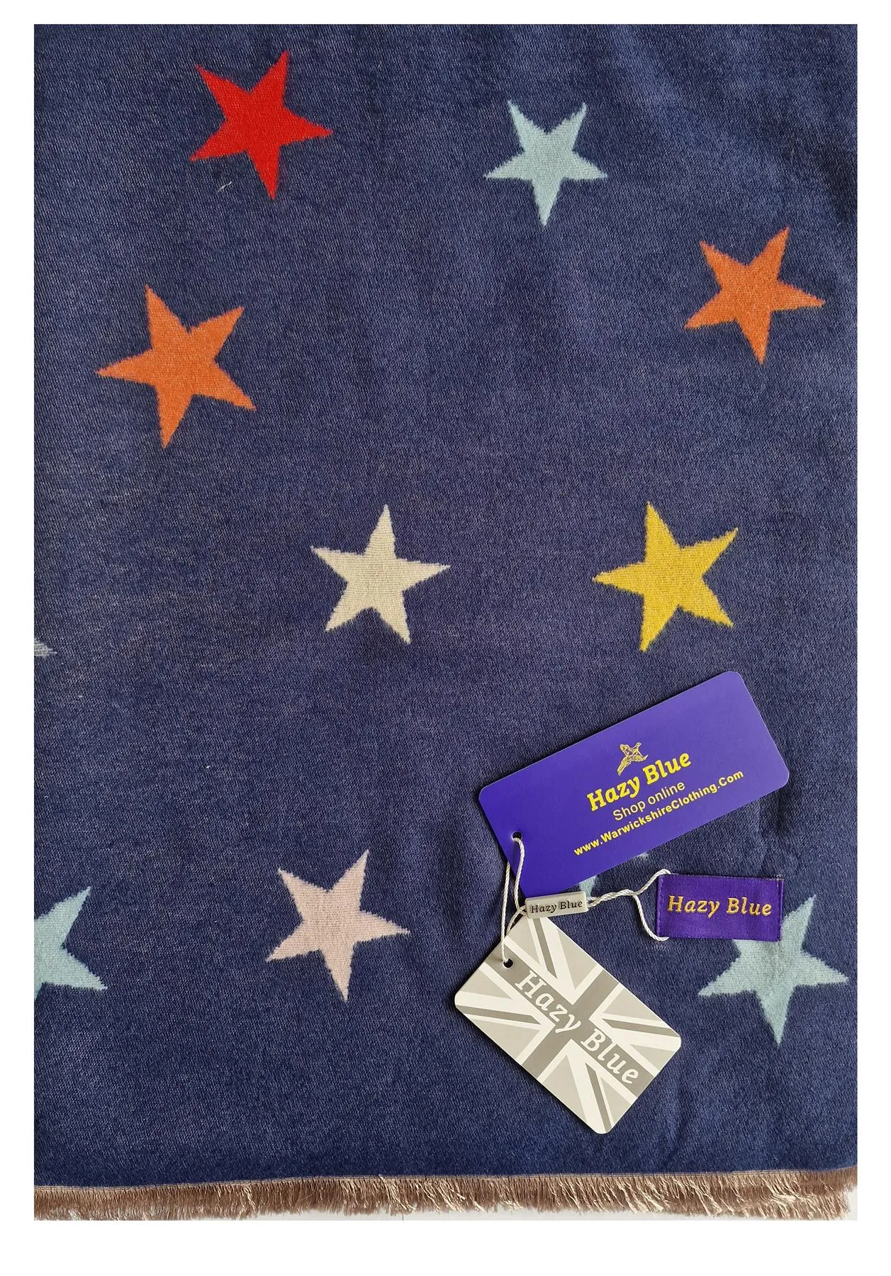 Hazy Blue Womens Pashmina Feel Scarf - Star