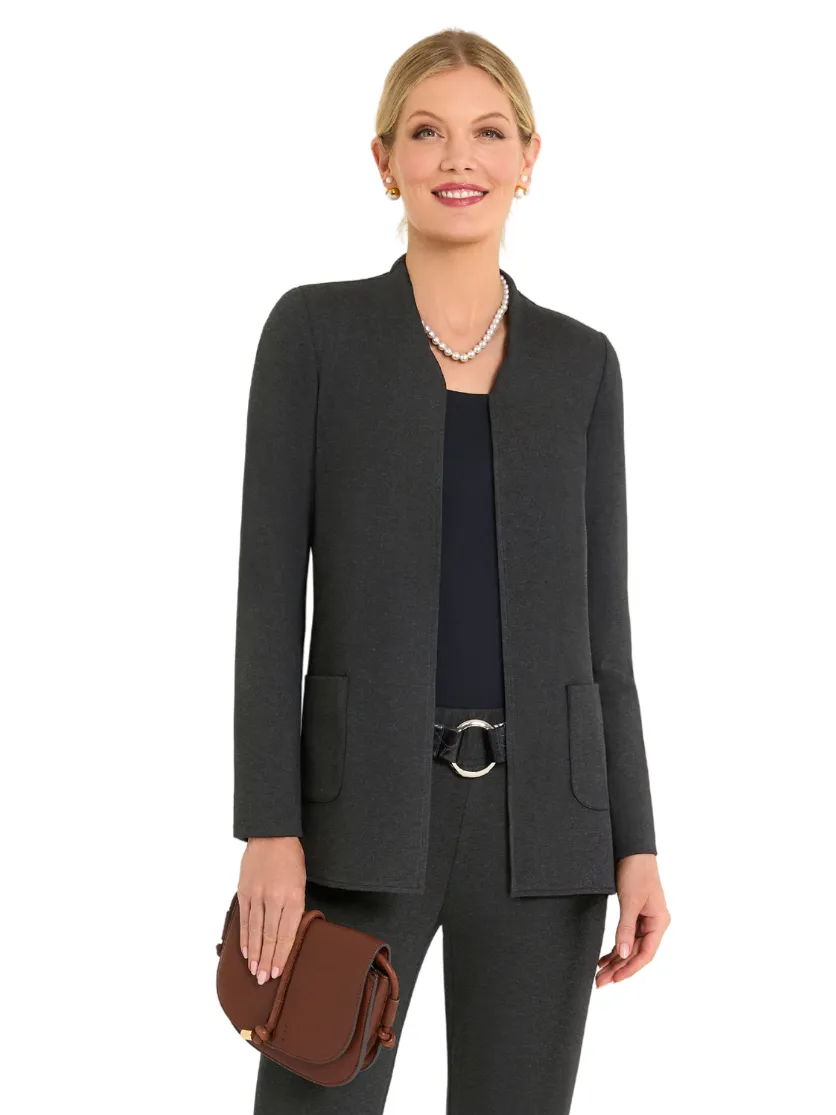 Heather Ponte Knit Sweater Jacket