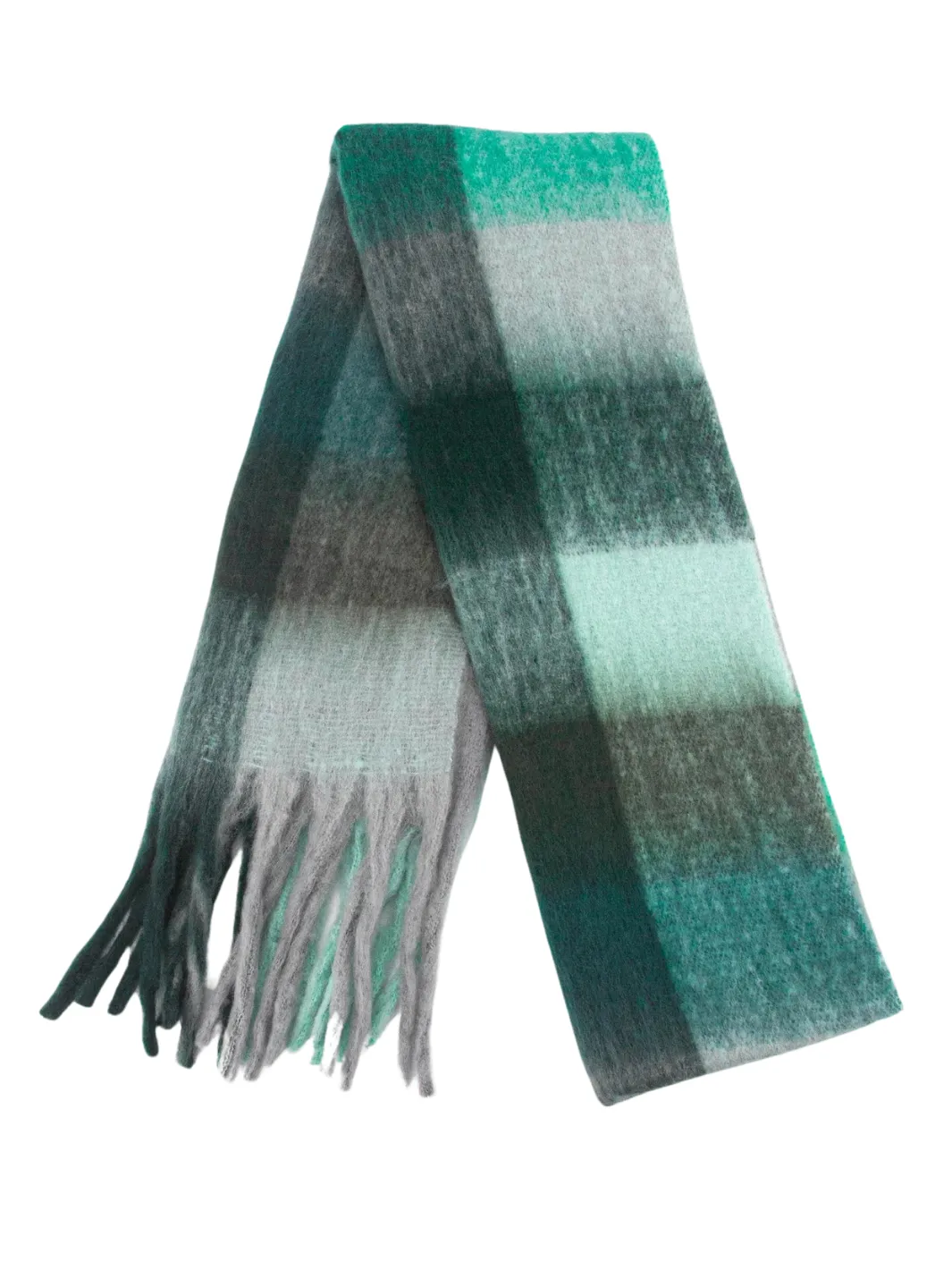 Heavyweight Check Print Scarf - Teal